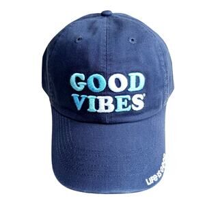 Life Is Good Adult Cap Adjustable Strapback Blue Good Vibes Hat Beach Summer